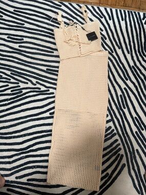 JLUXLABEL Beige Crochet Swim Coverup Maxi Dress